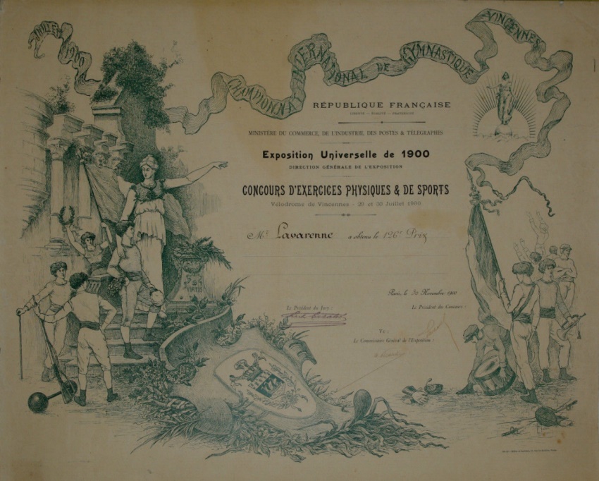 Olympic Games Diploma 1900 Paris