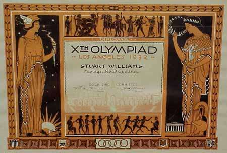 diploma olympic games 1932 los angeles