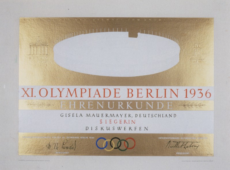 diploma olympic games 1936 berlin
