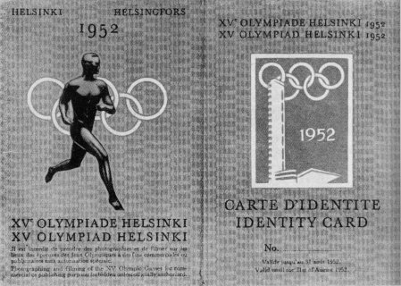identitiy card olympic games 1952