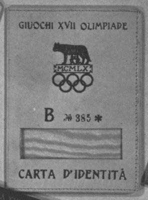 identity card olympic games 1960 rome