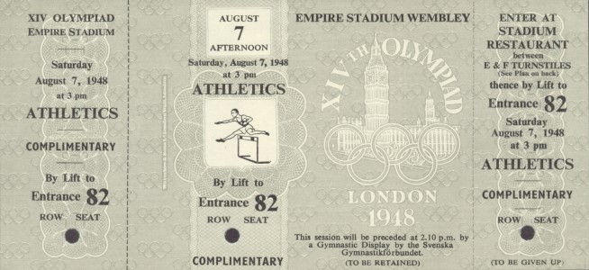 ticket olympic games 1948 london