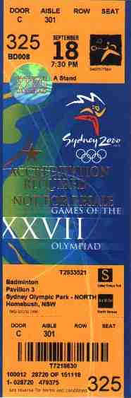 ticket olympic games 2000 sydney